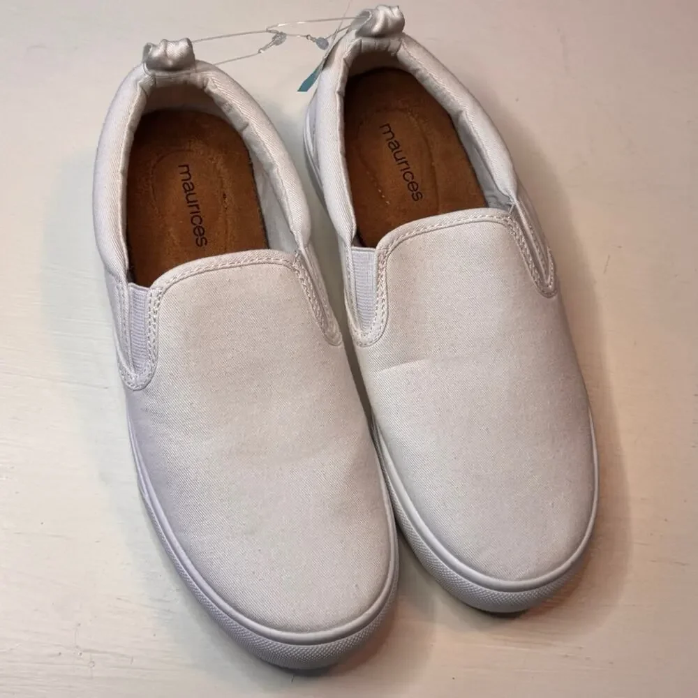 Maurices White Slip-On Low Heel Sneakers Sz 7 New With Tag